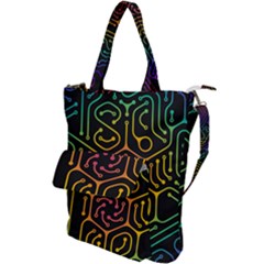 Circuit Hexagonal Geometric Pattern Background Pattern Shoulder Tote Bag