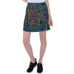 Circuit Hexagonal Geometric Pattern Background Pattern Tennis Skirt by Jancukart