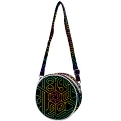 Circuit Hexagonal Geometric Pattern Background Pattern Crossbody Circle Bag