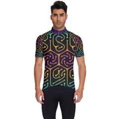 Circuit Hexagonal Geometric Pattern Background Pattern Men s Short Sleeve Cycling Jersey by Jancukart