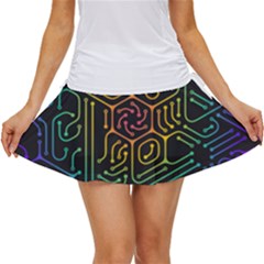 Circuit Hexagonal Geometric Pattern Background Pattern Women s Skort