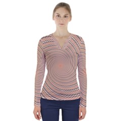 Background Spiral Abstract Template Swirl Whirl V-neck Long Sleeve Top