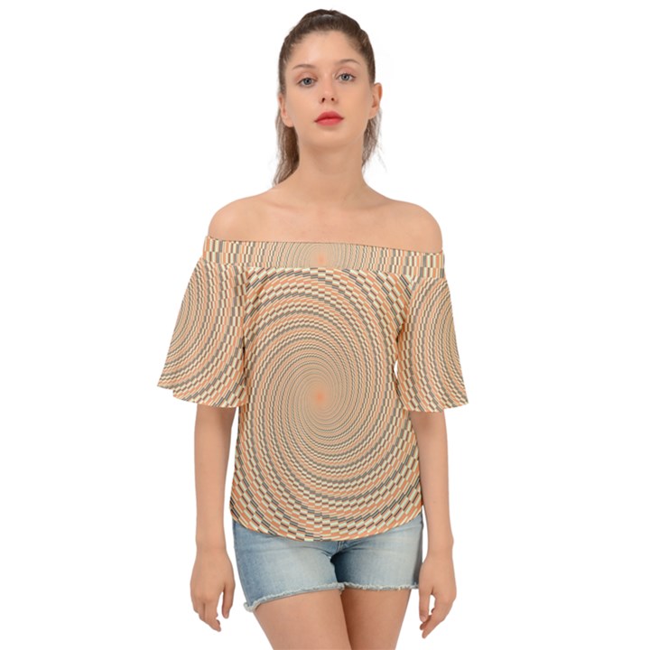 Background Spiral Abstract Template Swirl Whirl Off Shoulder Short Sleeve Top