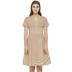 Background Spiral Abstract Template Swirl Whirl Short Sleeve Waist Detail Dress