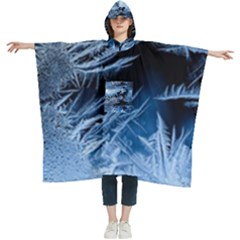 Pattern Frosty Frost Glass Women s Hooded Rain Ponchos