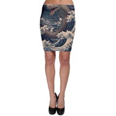 Sea Dragon Kanagawa Sea Monster Bodycon Skirt