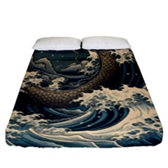 Sea Dragon Kanagawa Sea Monster Fitted Sheet (queen Size)