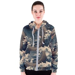 Sea Dragon Kanagawa Sea Monster Women s Zipper Hoodie