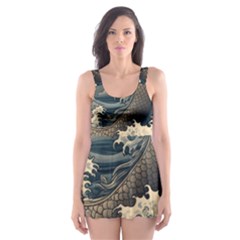 Sea Dragon Kanagawa Sea Monster Skater Dress Swimsuit by Jancukart