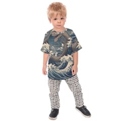 Sea Dragon Kanagawa Sea Monster Kids  Raglan Tee