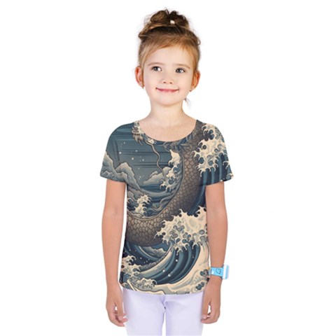 Sea Dragon Kanagawa Sea Monster Kids  One Piece Tee by Jancukart