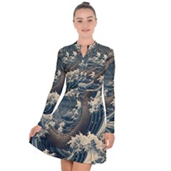 Sea Dragon Kanagawa Sea Monster Long Sleeve Panel Dress