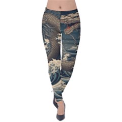 Sea Dragon Kanagawa Sea Monster Velvet Leggings