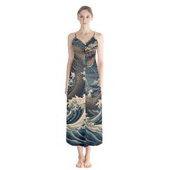 Sea Dragon Kanagawa Sea Monster Button Up Chiffon Maxi Dress