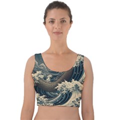 Sea Dragon Kanagawa Sea Monster Velvet Crop Top by Jancukart