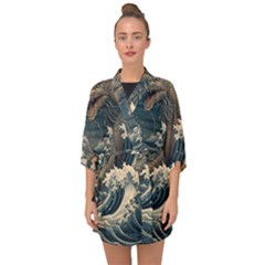 Sea Dragon Kanagawa Sea Monster Half Sleeve Chiffon Kimono