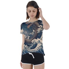 Sea Dragon Kanagawa Sea Monster Short Sleeve Open Back Tee by Jancukart