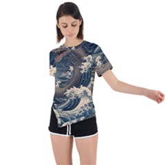 Sea Dragon Kanagawa Sea Monster Asymmetrical Short Sleeve Sports Tee