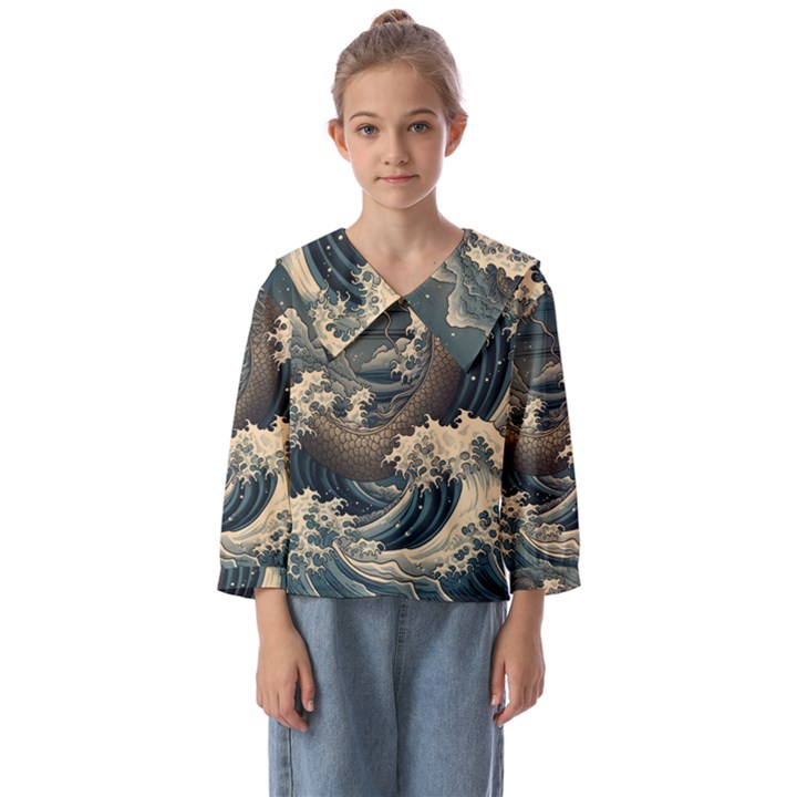 Sea Dragon Kanagawa Sea Monster Kids  Sailor Shirt