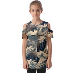 Sea Dragon Kanagawa Sea Monster Fold Over Open Sleeve Top by Jancukart