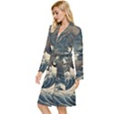 Sea Dragon Kanagawa Sea Monster Long Sleeve Velvet Robe View2