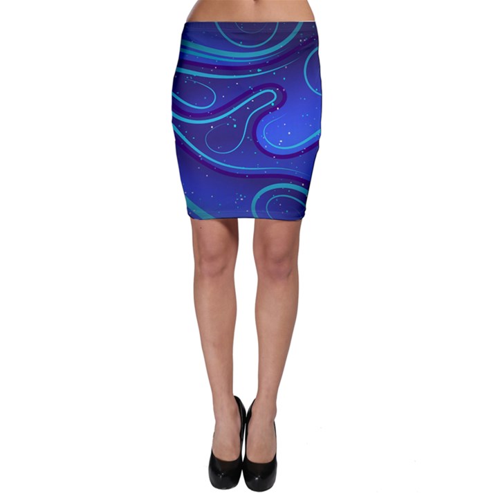 Spiral Shape Blue Abstract Bodycon Skirt