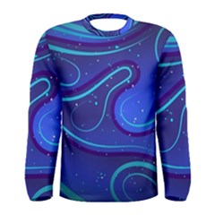 Spiral Shape Blue Abstract Men s Long Sleeve Tee