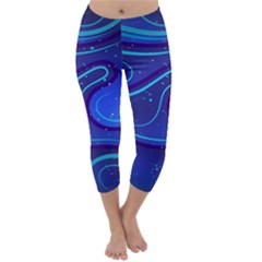 Spiral Shape Blue Abstract Capri Winter Leggings 