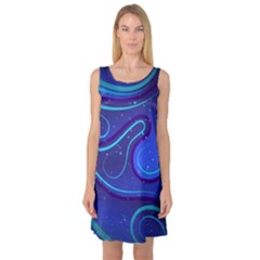 Spiral Shape Blue Abstract Sleeveless Satin Nightdress by Jancukart