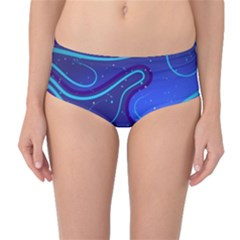 Spiral Shape Blue Abstract Mid-waist Bikini Bottoms