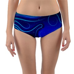 Spiral Shape Blue Abstract Reversible Mid-waist Bikini Bottoms