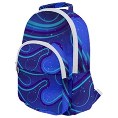 Spiral Shape Blue Abstract Rounded Multi Pocket Backpack