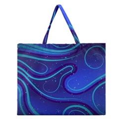 Spiral Shape Blue Abstract Zipper Large Tote Bag