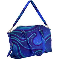 Spiral Shape Blue Abstract Canvas Crossbody Bag