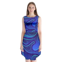 Spiral Shape Blue Abstract Sleeveless Chiffon Dress  