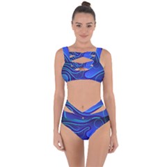 Spiral Shape Blue Abstract Bandaged Up Bikini Set 