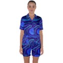 Spiral Shape Blue Abstract Satin Short Sleeve Pajamas Set View1