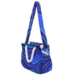 Spiral Shape Blue Abstract Rope Handles Shoulder Strap Bag