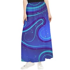 Spiral Shape Blue Abstract Maxi Chiffon Skirt