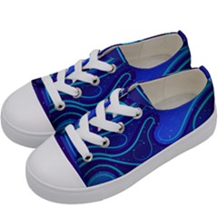 Spiral Shape Blue Abstract Kids  Low Top Canvas Sneakers by Jancukart