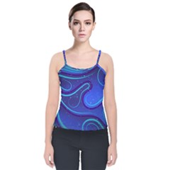 Spiral Shape Blue Abstract Velvet Spaghetti Strap Top by Jancukart