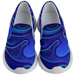 Spiral Shape Blue Abstract Kids Lightweight Slip Ons