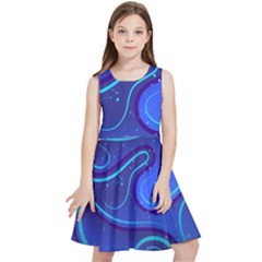 Spiral Shape Blue Abstract Kids  Skater Dress