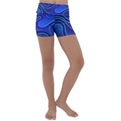 Spiral Shape Blue Abstract Kids  Lightweight Velour Yoga Shorts by Jancukart