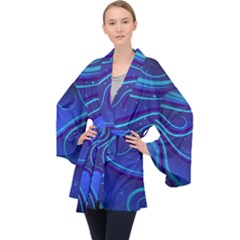 Spiral Shape Blue Abstract Long Sleeve Velvet Kimono  by Jancukart