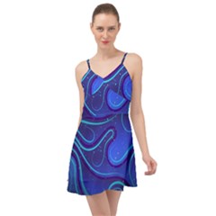 Spiral Shape Blue Abstract Summer Time Chiffon Dress