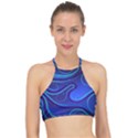 Spiral Shape Blue Abstract Racer Front Bikini Top View1