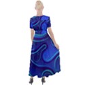 Spiral Shape Blue Abstract Button Up Short Sleeve Maxi Dress View2