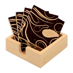 Spiral Shape Blue Abstract Bamboo Coaster Set