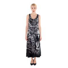 Lion Furious Abstract Desing Furious Sleeveless Maxi Dress